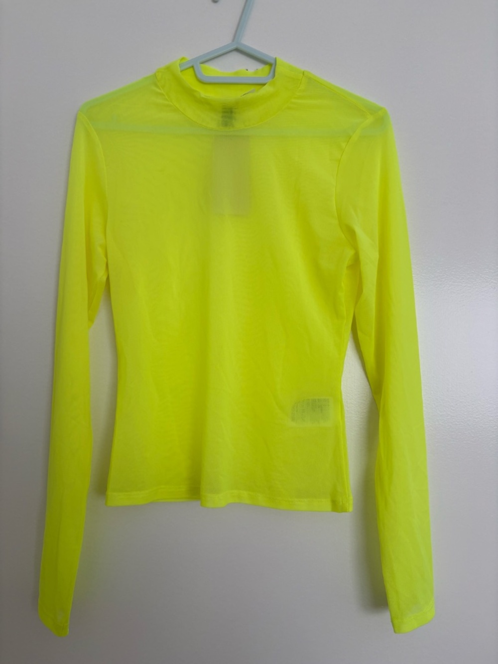 Bright Neon Yellow Mesh Top Long Sleeve Top | Y2K Layering Tee